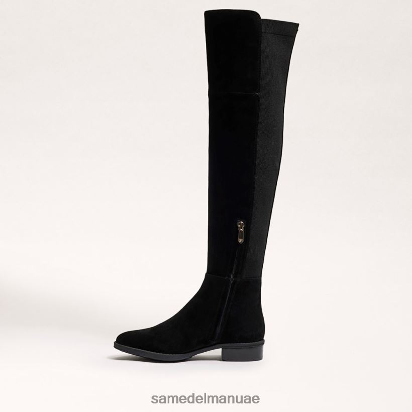 جلد الغزال الأسود أحذية Sam Edelman نحيف بام فوق حذاء الركبة 246L6T777