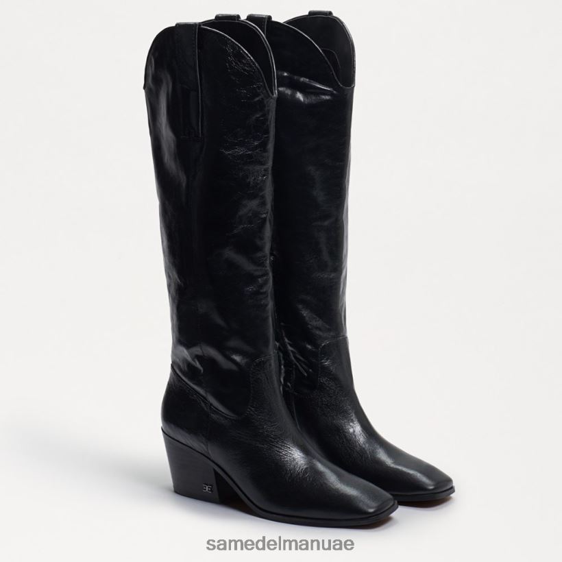 جلد أسود أحذية Sam Edelman نحيف الحذاء الغربي بريتن 246L6T815