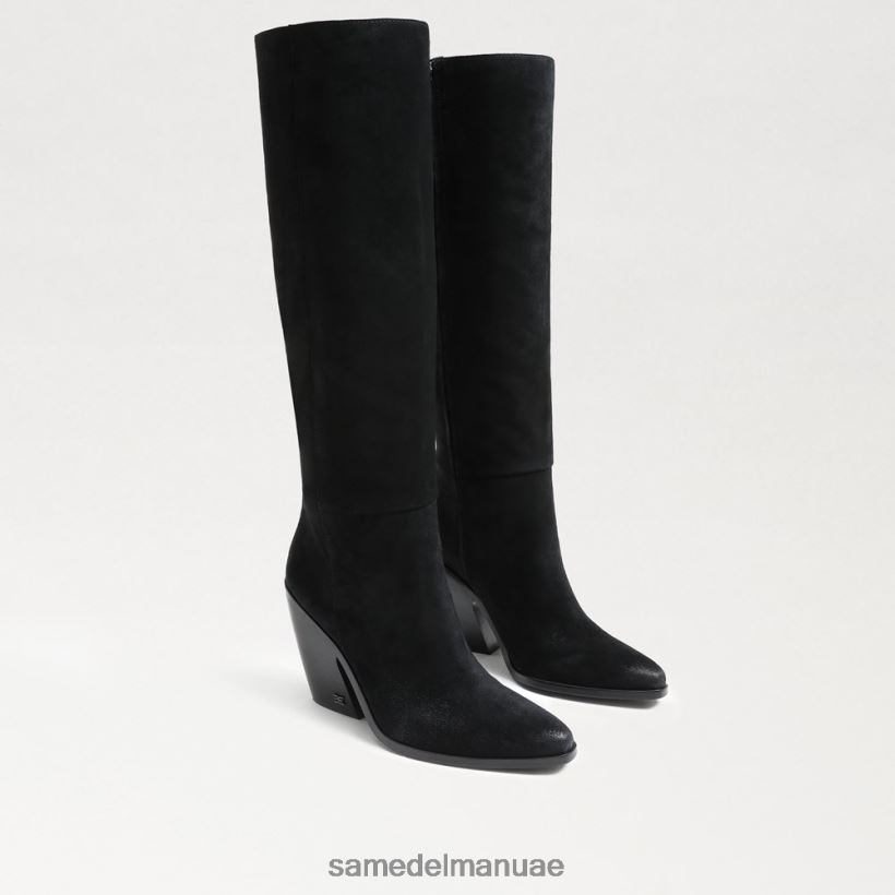 جلد الغزال الأسود أحذية Sam Edelman نحيف حذاء أنابيل عالي الركبة 246L6T859