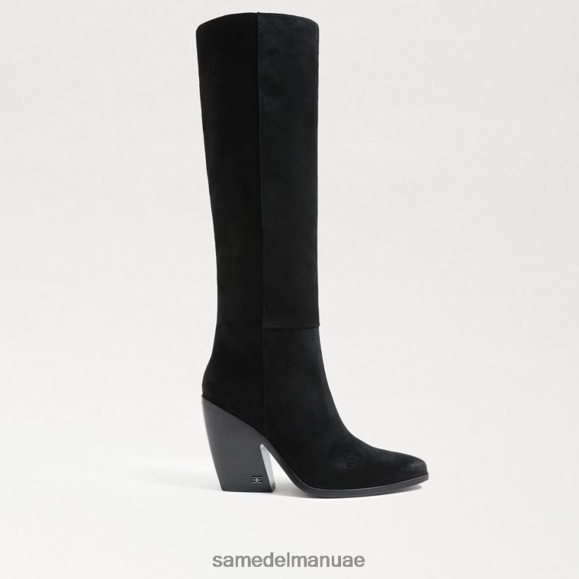 جلد الغزال الأسود أحذية Sam Edelman نحيف حذاء أنابيل عالي الركبة 246L6T859