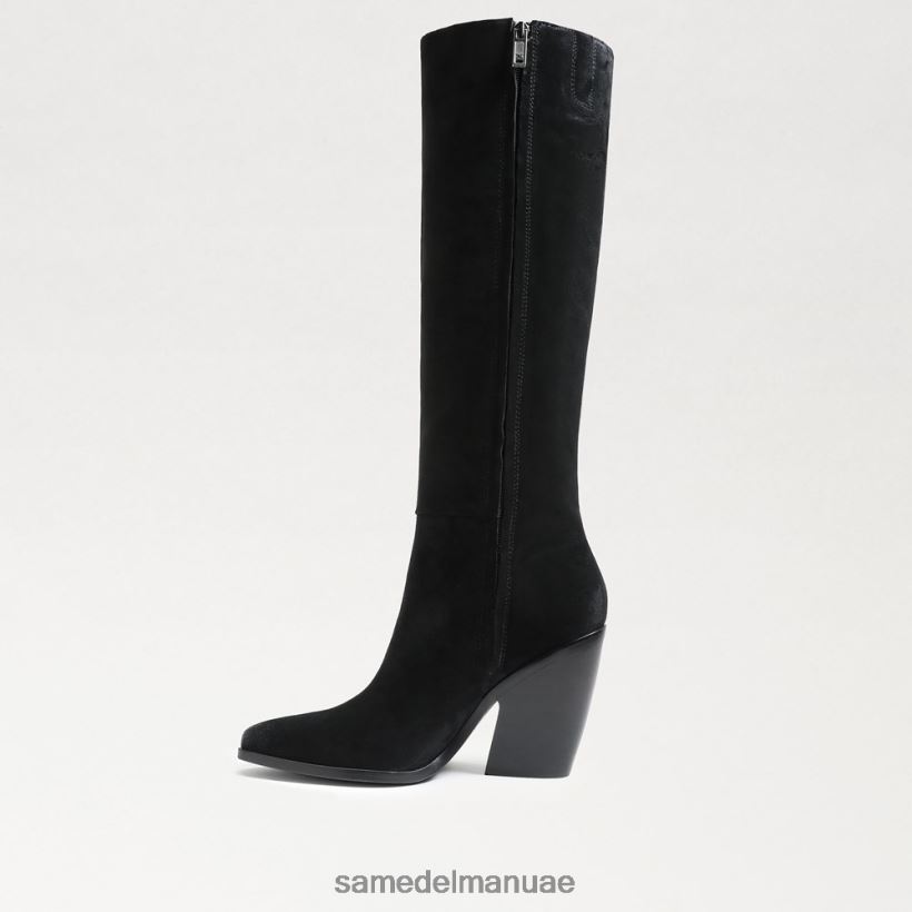 جلد الغزال الأسود أحذية Sam Edelman نحيف حذاء أنابيل عالي الركبة 246L6T859