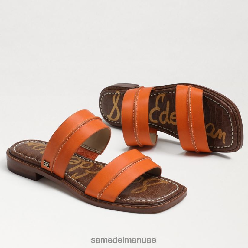 جلد برتقالي كلاسيكي أحذية Sam Edelman نحيف صندل هايدي ستيتش منزلق 246L6T864