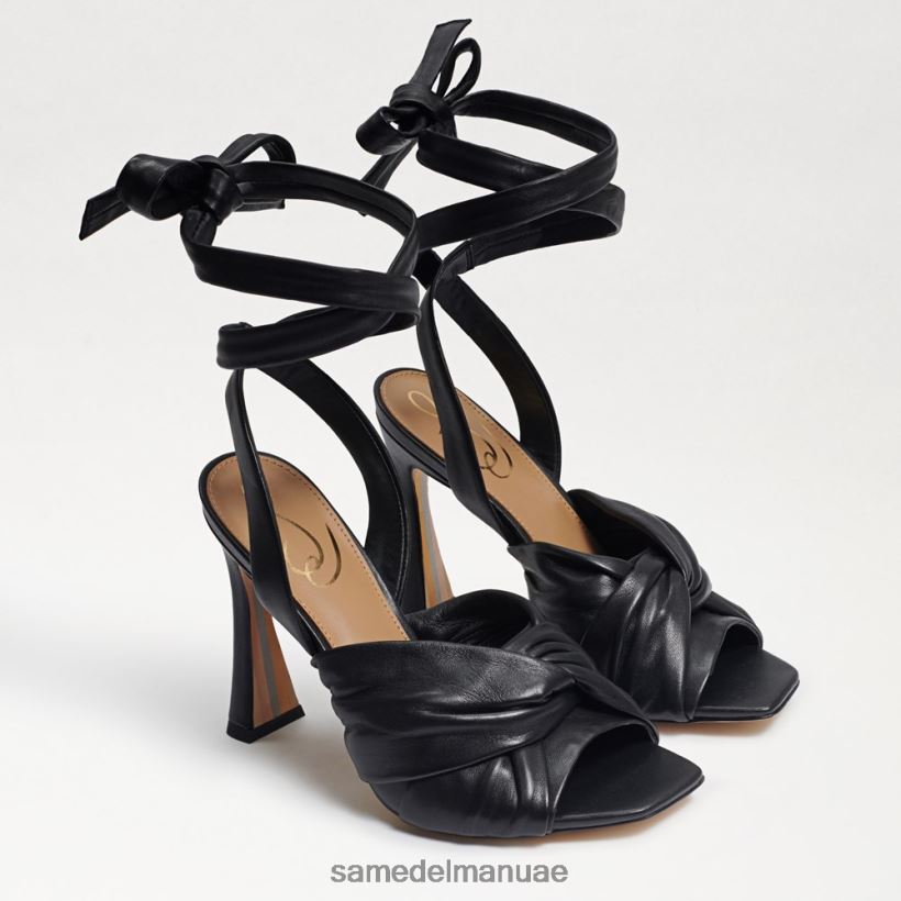 جلد أسود أحذية Sam Edelman نحيف صندل بكعب سميك من لينورا 246L6T868