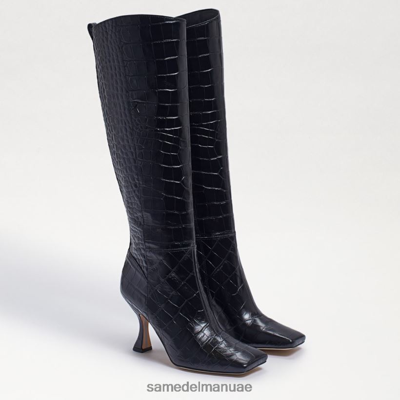 تمساح أسود أحذية Sam Edelman نحيف عدي حذاء عالي الركبة 246L6T870
