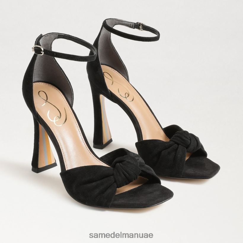 جلد الغزال الأسود أحذية Sam Edelman نحيف لوسيا حزام الكاحل وكعب مفتوح عند أصابع القدم 246L6T875