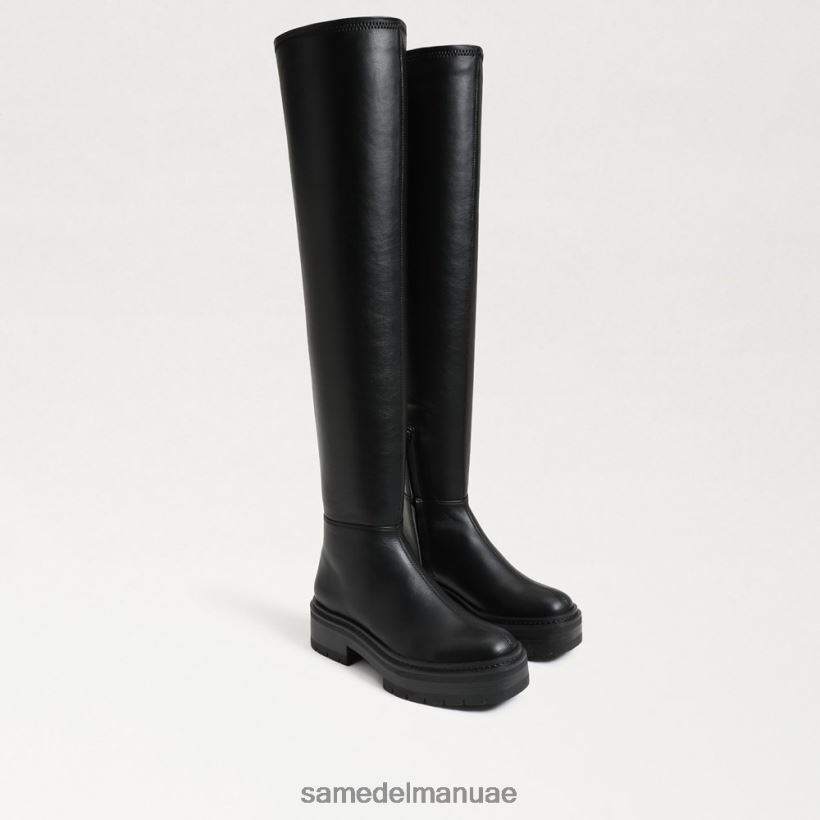 جلد أسود أحذية Sam Edelman نحيف ليديا فوق حذاء الركبة 246L6T879
