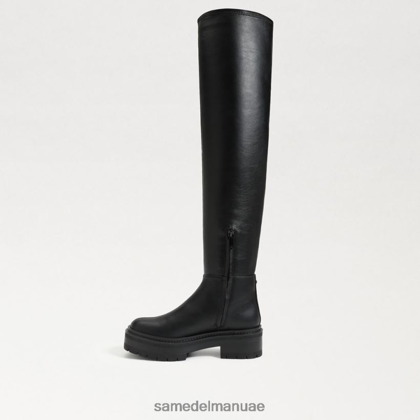 جلد أسود أحذية Sam Edelman نحيف ليديا فوق حذاء الركبة 246L6T879