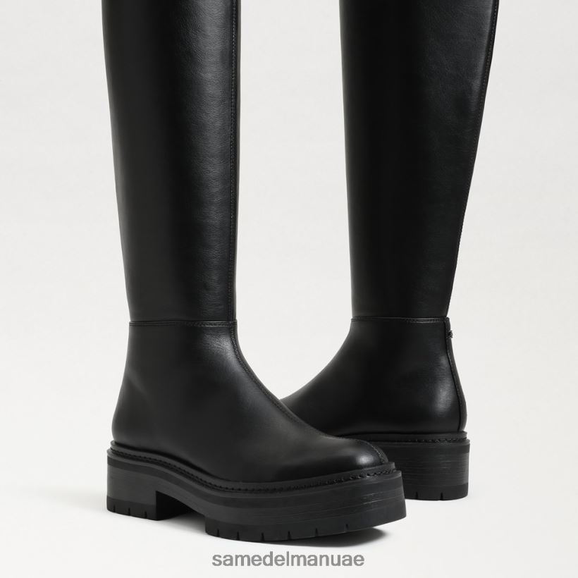 جلد أسود أحذية Sam Edelman نحيف ليديا فوق حذاء الركبة 246L6T879