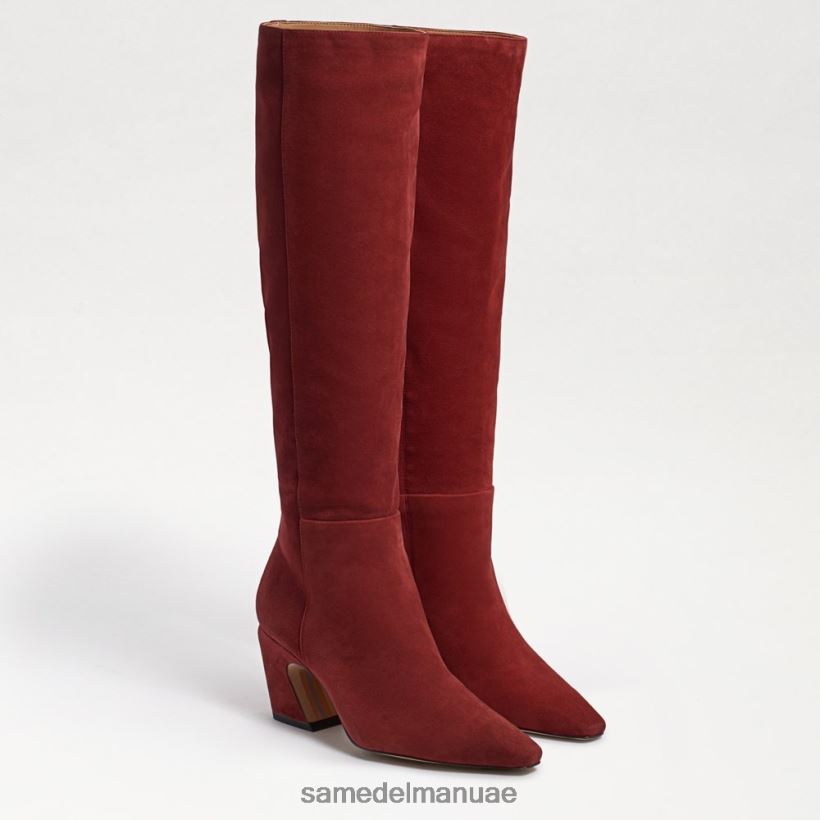 من جلد الغزال الطوب أحذية Sam Edelman نحيف حذاء سوليما عالي الركبة 246L6T883