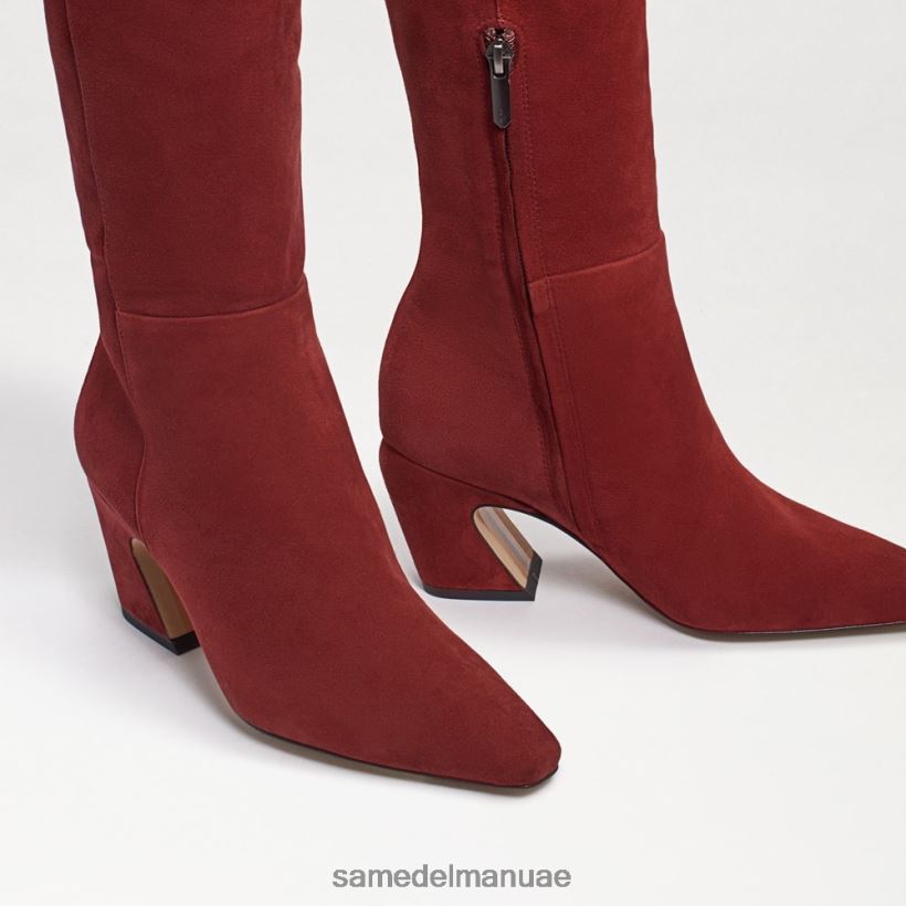 من جلد الغزال الطوب أحذية Sam Edelman نحيف حذاء سوليما عالي الركبة 246L6T883