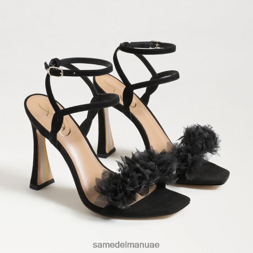 جلد الغزال الأسود أحذية Sam Edelman نحيف كعب ليلاني ذو أربطة 246L6T953