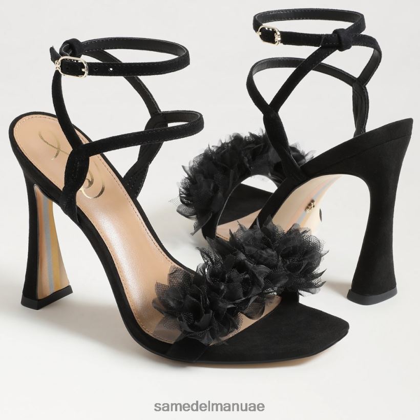 جلد الغزال الأسود أحذية Sam Edelman نحيف كعب ليلاني ذو أربطة 246L6T953