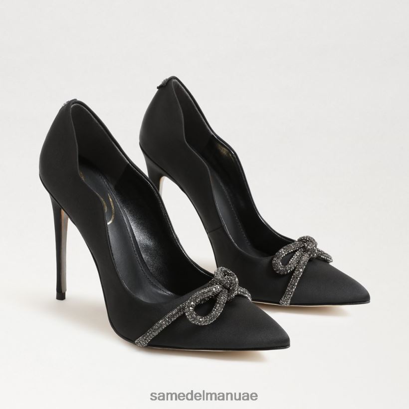 الساتان الأسود أحذية Sam Edelman نحيف كعب ديلا مدبب عند أصابع القدم 246L6T956