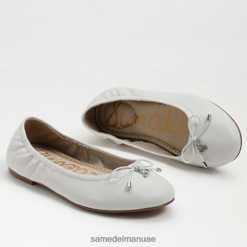 جلد أبيض مشرق أحذية Sam Edelman أطفال شقة باليه فيليسيا 246L6T991