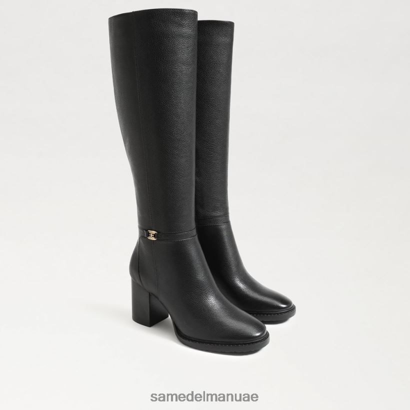 جلد أسود أحذية Sam Edelman نحيف حذاء Elsy عالي الركبة 246L6T798