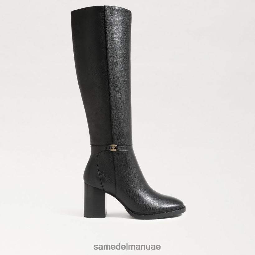 جلد أسود أحذية Sam Edelman نحيف حذاء Elsy عالي الركبة 246L6T798