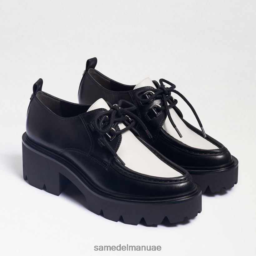 جلد أسود/أبيض أحذية Sam Edelman نحيف حذاء بدون كعب برباط من Monna 246L6T719