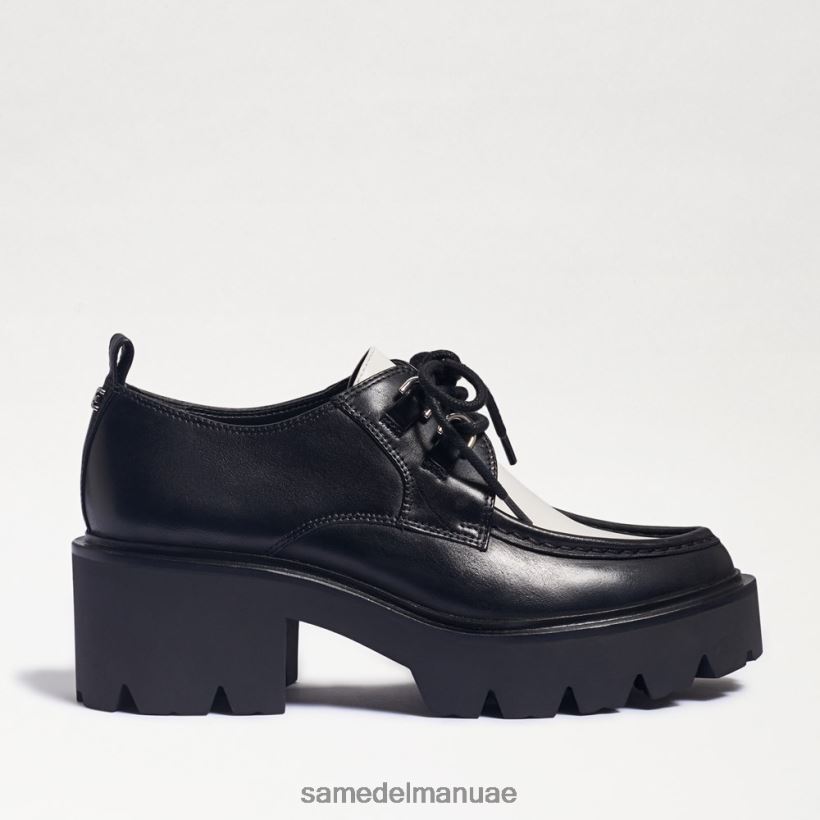 جلد أسود/أبيض أحذية Sam Edelman نحيف حذاء بدون كعب برباط من Monna 246L6T719