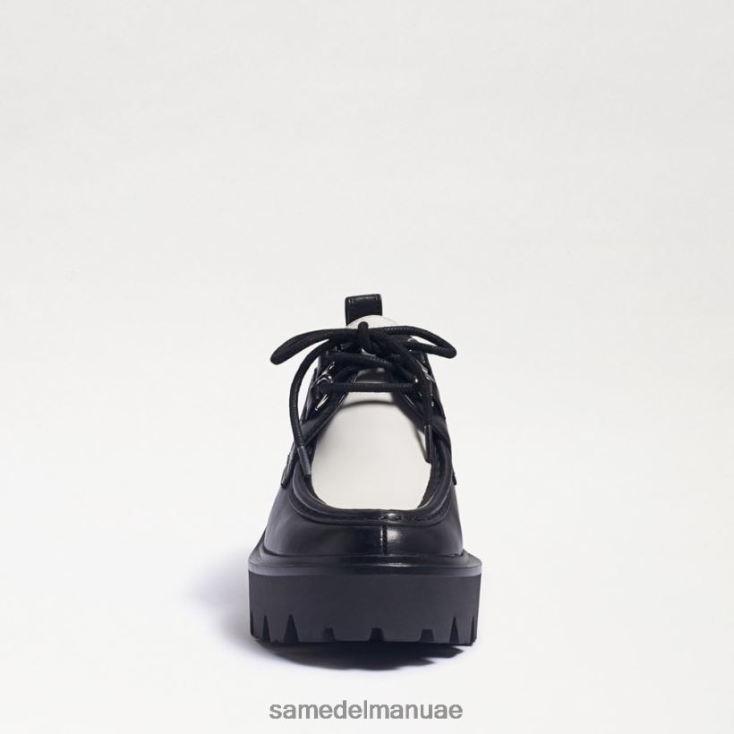 جلد أسود/أبيض أحذية Sam Edelman نحيف حذاء بدون كعب برباط من Monna 246L6T719