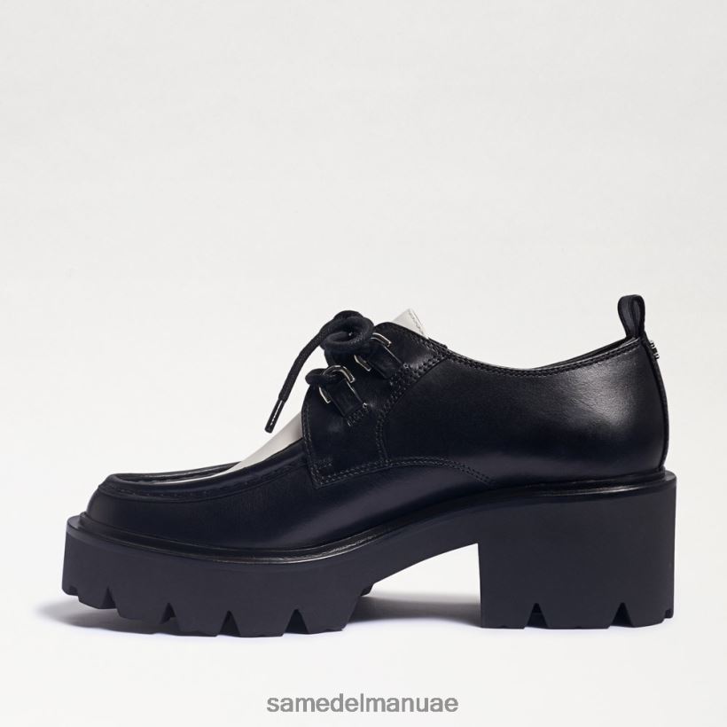 جلد أسود/أبيض أحذية Sam Edelman نحيف حذاء بدون كعب برباط من Monna 246L6T719