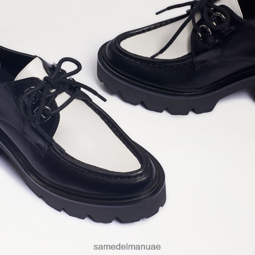 جلد أسود/أبيض أحذية Sam Edelman نحيف حذاء بدون كعب برباط من Monna 246L6T719