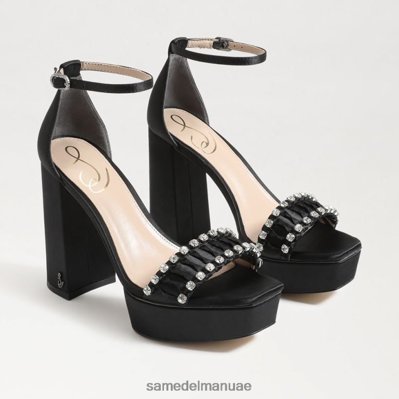 الساتان الأسود أحذية Sam Edelman نحيف كعب منصة Ninette 246L6T758
