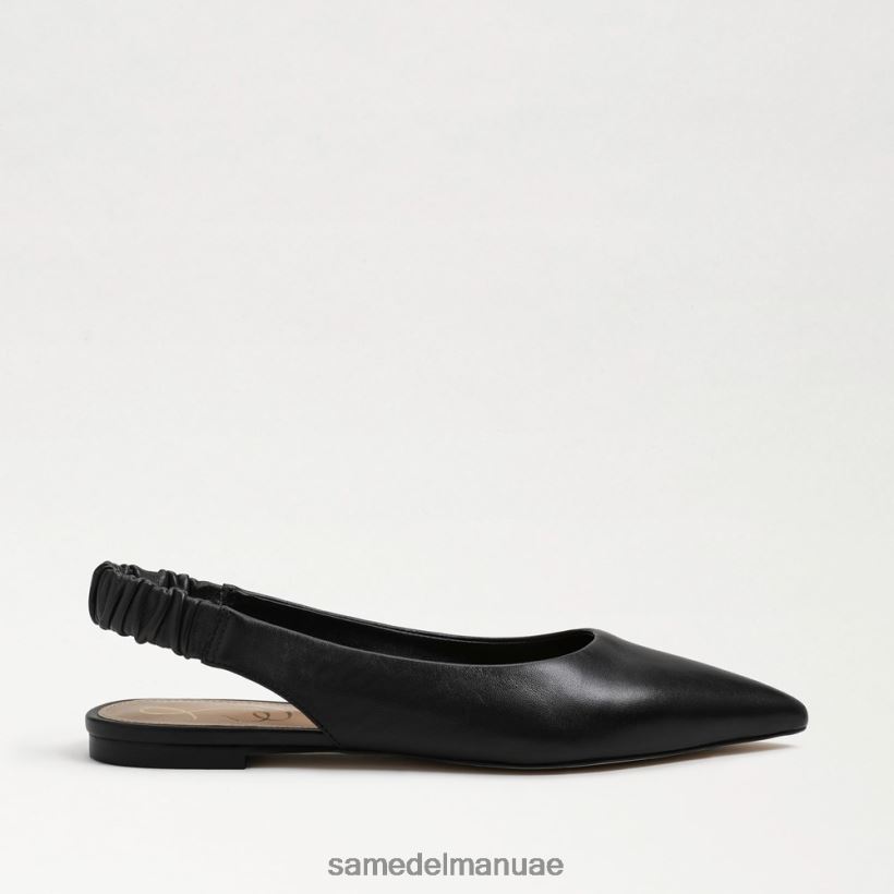 جلد أسود أحذية Sam Edelman نحيف ويتني Slingback وأشار اصبع القدم شقة 246L6T736