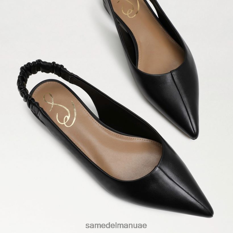 جلد أسود أحذية Sam Edelman نحيف ويتني Slingback وأشار اصبع القدم شقة 246L6T736