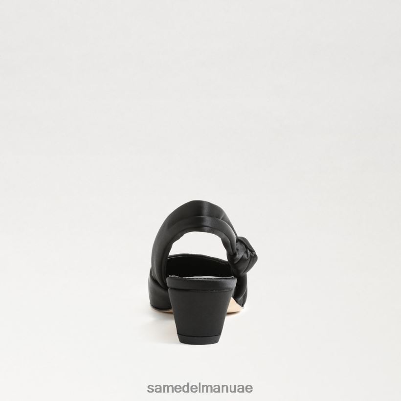 الساتان الأسود أحذية Sam Edelman نحيف ميريديث كعب هريرة Slingback 246L6T876