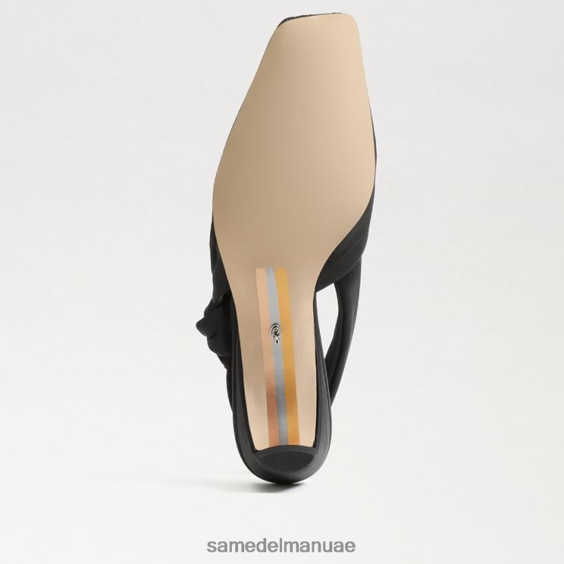 الساتان الأسود أحذية Sam Edelman نحيف ميريديث كعب هريرة Slingback 246L6T876
