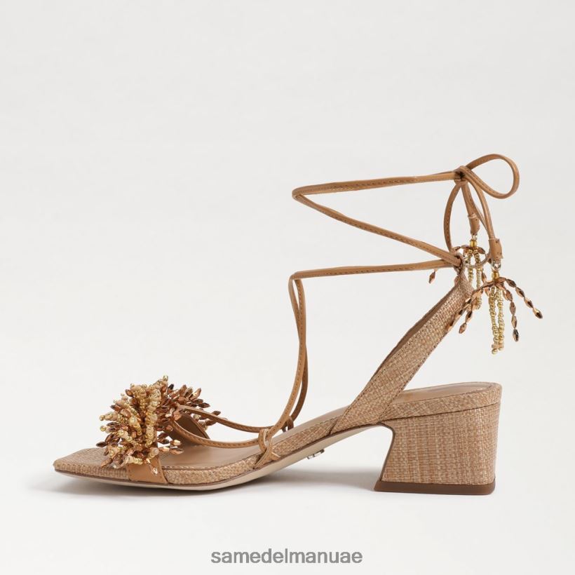 برتقالي تان أحذية Sam Edelman نحيف صندل بكعب عريض مطرز من Walda 246L6T64