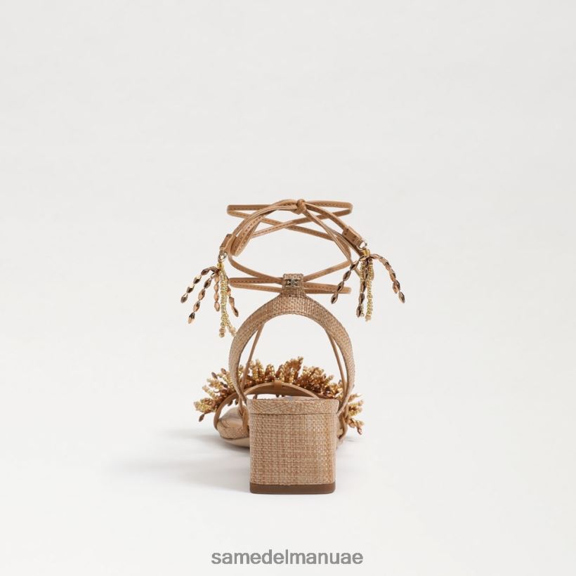 برتقالي تان أحذية Sam Edelman نحيف صندل بكعب عريض مطرز من Walda 246L6T64