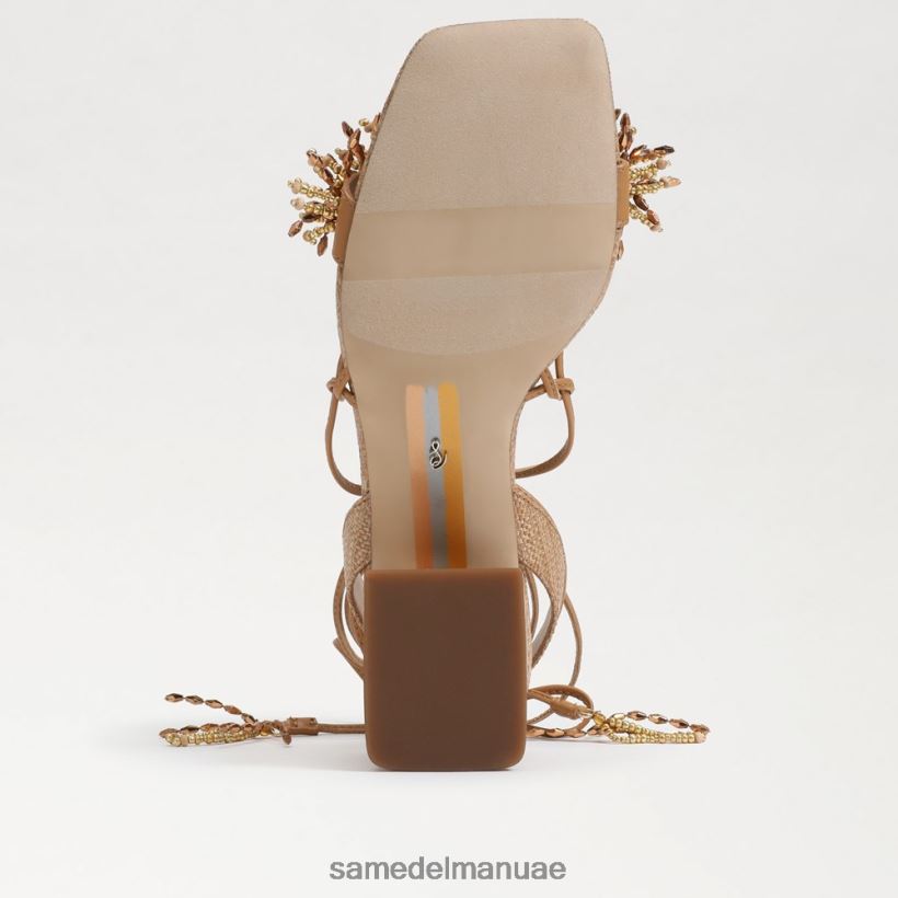 برتقالي تان أحذية Sam Edelman نحيف صندل بكعب عريض مطرز من Walda 246L6T64