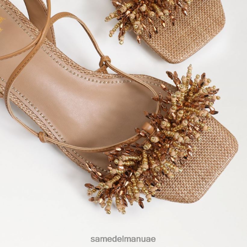 برتقالي تان أحذية Sam Edelman نحيف صندل بكعب عريض مطرز من Walda 246L6T64