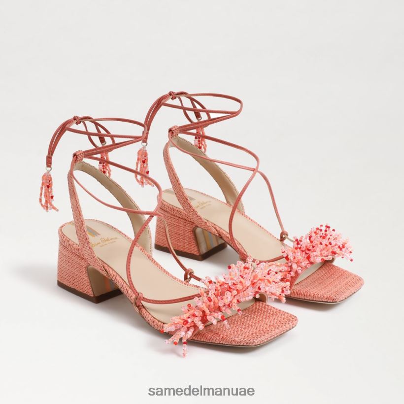 الجص الوردي أحذية Sam Edelman نحيف صندل بكعب عريض مطرز من Walda 246L6T65