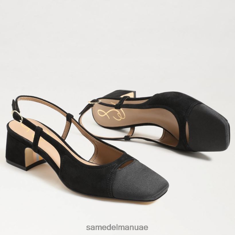 جلد الغزال الأسود أحذية Sam Edelman نحيف كعب تارا slingback 246L6T374