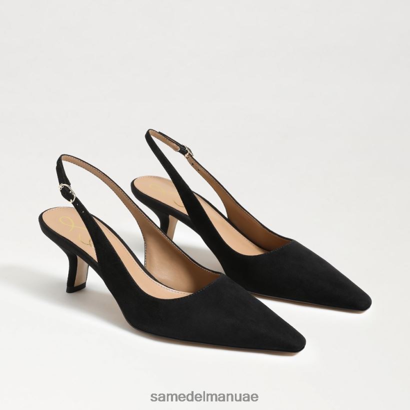 جلد الغزال الأسود أحذية Sam Edelman نحيف مضخة بيانكا slingback 246L6T97