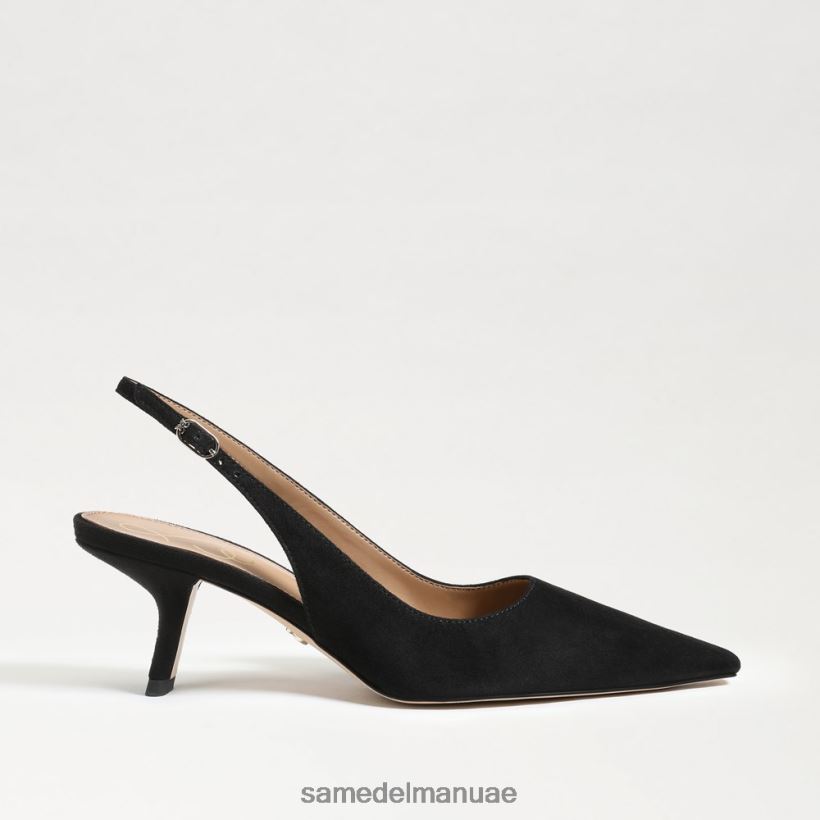 جلد الغزال الأسود أحذية Sam Edelman نحيف مضخة بيانكا slingback 246L6T97