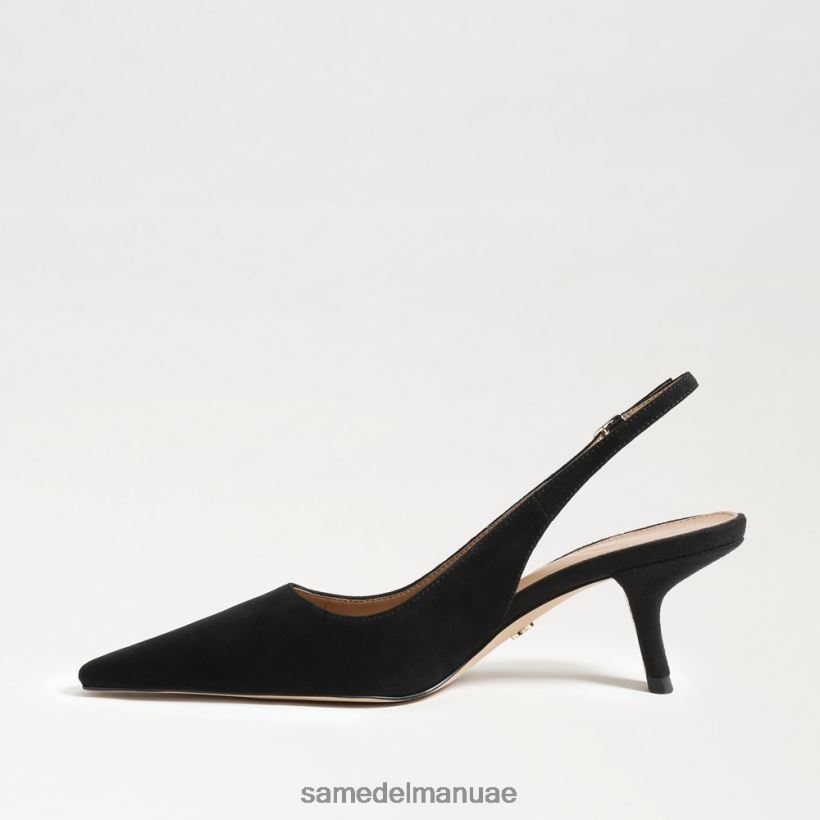 جلد الغزال الأسود أحذية Sam Edelman نحيف مضخة بيانكا slingback 246L6T97