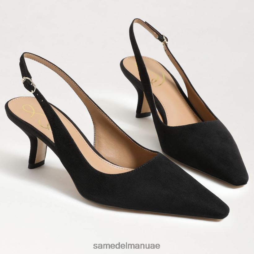 جلد الغزال الأسود أحذية Sam Edelman نحيف مضخة بيانكا slingback 246L6T97