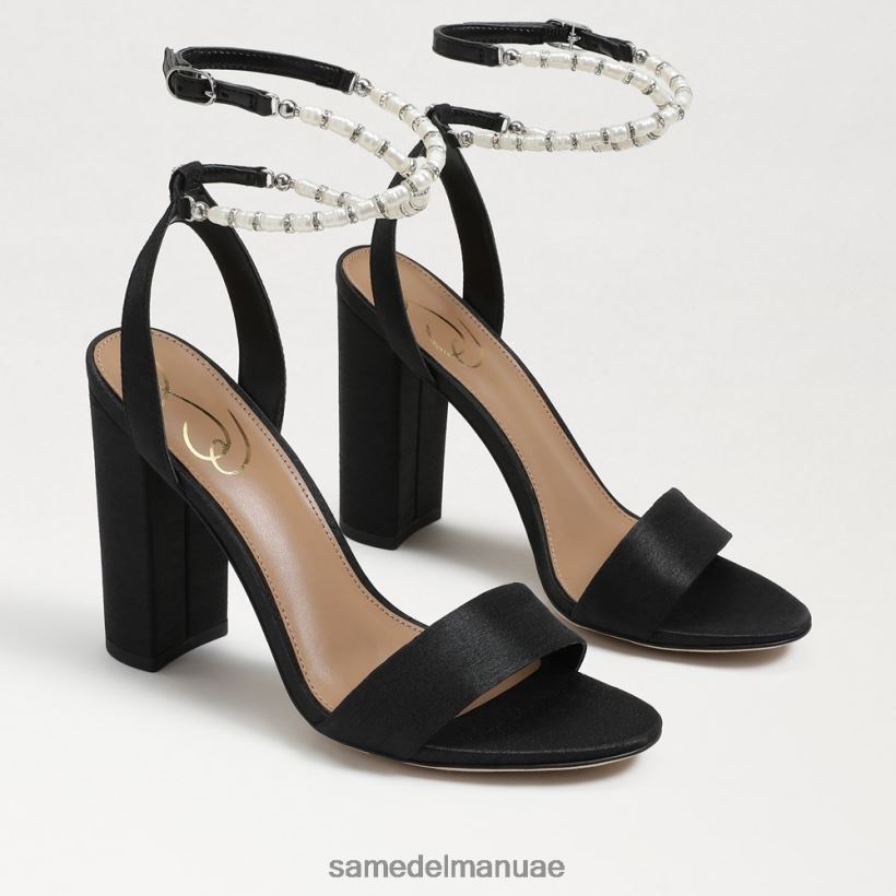 الحرير الأسود أحذية Sam Edelman نحيف صندل بكعب عريض من yanelli 246L6T855