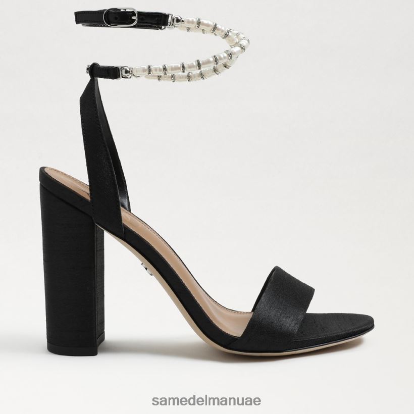 الحرير الأسود أحذية Sam Edelman نحيف صندل بكعب عريض من yanelli 246L6T855