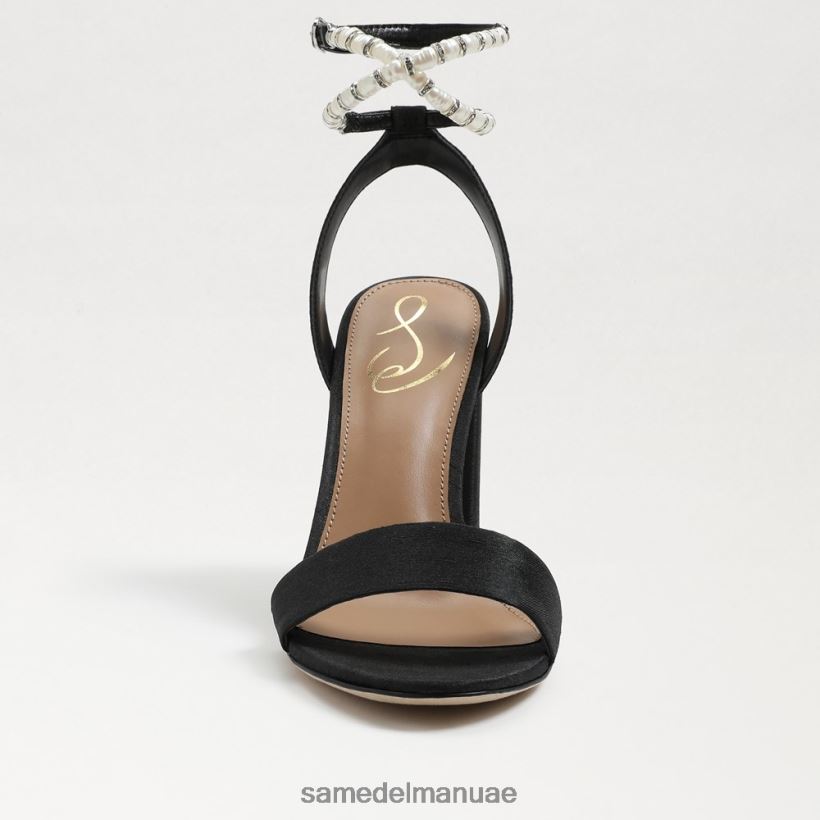 الحرير الأسود أحذية Sam Edelman نحيف صندل بكعب عريض من yanelli 246L6T855