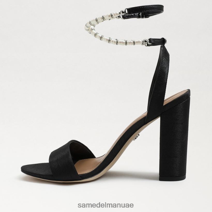 الحرير الأسود أحذية Sam Edelman نحيف صندل بكعب عريض من yanelli 246L6T855