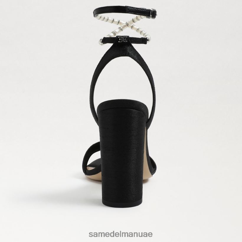 الحرير الأسود أحذية Sam Edelman نحيف صندل بكعب عريض من yanelli 246L6T855