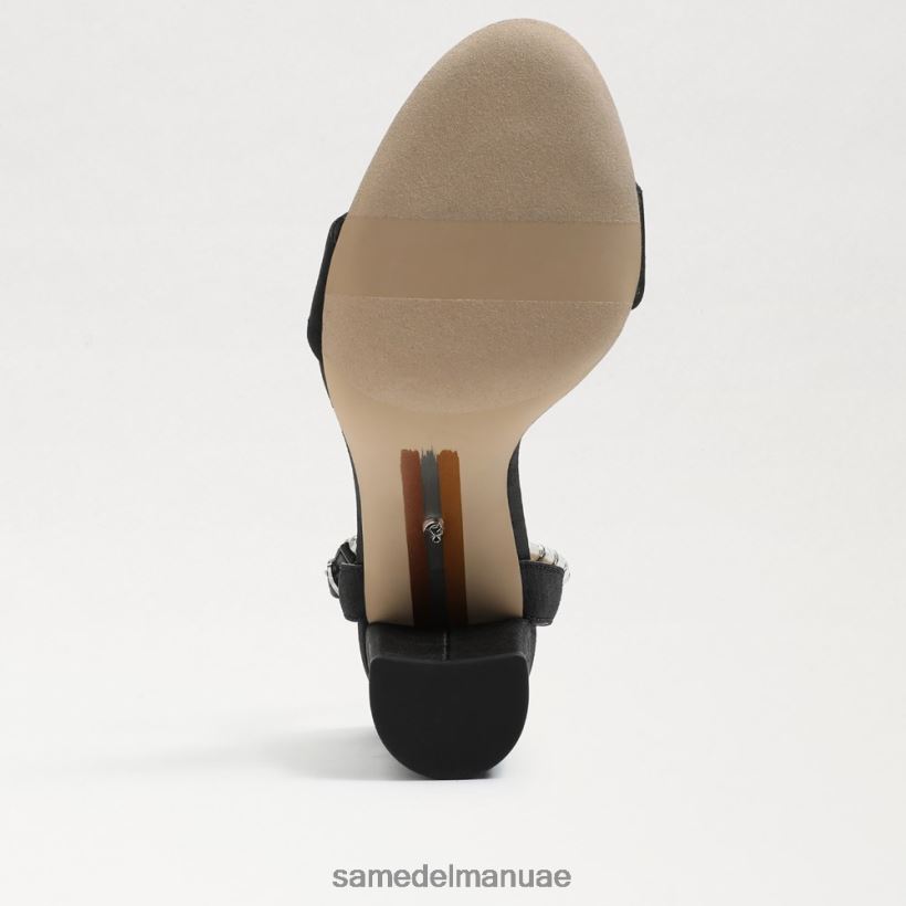 الحرير الأسود أحذية Sam Edelman نحيف صندل بكعب عريض من yanelli 246L6T855