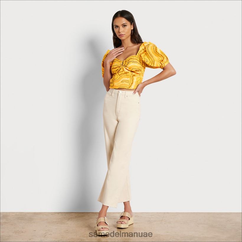 WRM المشمش ثياب Sam Edelman نحيف كارين بلوزة قصيرة الأكمام 246L6T1216