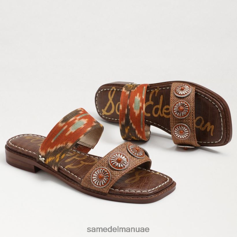 غروب الشمس البرتقالي / cuoio أحذية Sam Edelman نحيف هيرا صندل منزلق 246L6T742